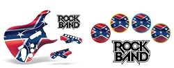 Rock Band Drum, Guitar Skin Combo, Fits Xbox 360 / PS3/2 Rockband - Rebel Flag