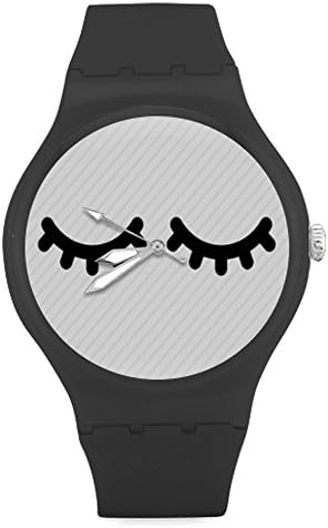Cartoon Funny Sleeping Close eyes Unisex Round Rubber Sport Quartz Watch,Watch Face Diameter: 1.58"