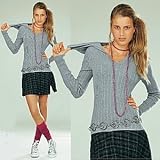 Produkt-Bild: Kapuzenpulli Damen Kapuzen-Pullover Zopf-Pulli mit Kapuze Grau 36-38