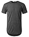 URBANCREWS Mens Hipster Hip Hop Melange Elong Crewneck T-Shirt Charcoal Large