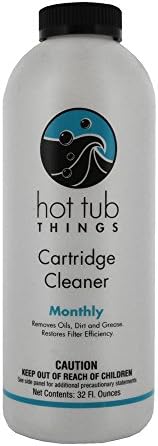 Hot Tub Things Spa Filter Cartridge Cleaner 32 Ounce - Designed for Removal of Oils, Dirt, Grease and Soaps, Deodorize and Protects, Deep Cleaning, Extends Filter Lifespan, Easy to Use Formulation