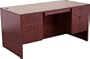 59''W x 30''D Contemporary Hanging Pedestal Desk with Mahogany Finish [SL-CF5103-2HG-CD-MAH-GG]