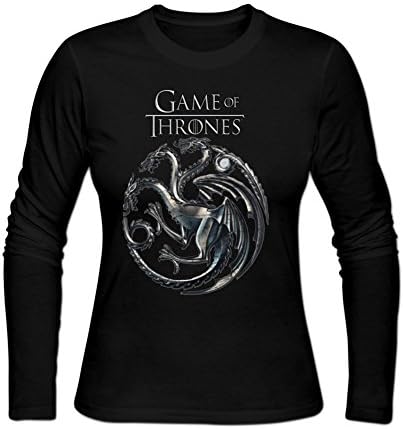 Loshery Women's Game Of Thrones Long T-shirts Casual Cotton Tee XL Black