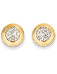 MadiK® 14k Yellow Gold Pave Round CZ 10mm Circle Polished Post Earrings