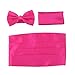 HDE Pink Cummerbund, Bow Tie, Pocket Square for Men Satin Tuxedo Set