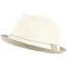 Upturn Brim Summer 2 Tone Fedora Trilby Hat White M/L
