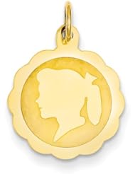 14k Girl Head on .013 Gauge Engravable Scalloped Disc Charm Cyber Monday Special