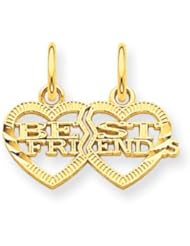 14k Gold Double Heart Best Friends Break-apart Charm