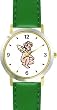 Kneeling Cherub or Angel Theme Cherub or Angel Theme - WATCHBUDDY&reg; DELUXE TWO-TONE THEME WATCH - Arabic Numbers - Green Leather Strap-Size-Large ( Men's Size or Jumbo Women's Size )