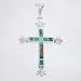 Southwestern Native American Handcrafted Cross Pendant with Turquoise and Spiny Oyster Inlay in Sterling Silver by Navajo Artist Ray Tracey Sterling Silver , #8539