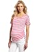 Three Seasons Maternity Women's Maternity Dolman Stripe Side Tie Rouche Top, Pink White Stripe, Small