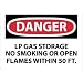 NMC D452AB OSHA Sign, Legend "DANGER - LP GAS STORAGE NO SMOKING OR OPEN FLAMES WITHIN 50 FT", 14" Length x 10" Height, Aluminum, Black/Red on White