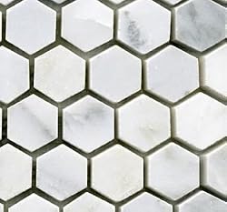Hexagon Carrara Mosaic 1" Sample Piece HONED
