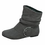 Top Moda Womens Buckle Flat Ankle High Bootie