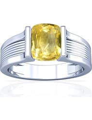 18K White Gold Cushion Cut Yellow Sapphire Womens Astrological Ring