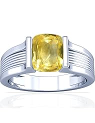 18K White Gold Cushion Cut Yellow Sapphire Solitaire Ring