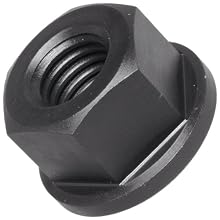 Class 10 Low Carbon Steel Flange Nut, Yellow Zinc Dichromate Finish, Metric Coarse 6H Threads, 1"-8 Thread Size, 9/16" Width Across Flats