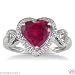 Paris Jewelry 10K White Gold 2Ct Genuine Ruby and Diamond Heart Ring ( I-J, SI2 -SI3 )