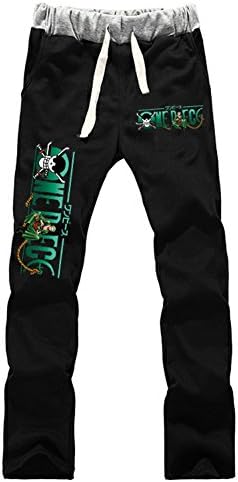 Mens Adult One Piece Roronoa Zoro Costume Anime Sweatpants Black Grey