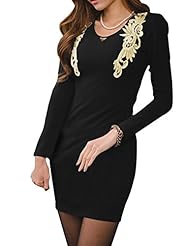 Sheath Polyester Long Sleeves Applique Cutout Round Neck  Dress