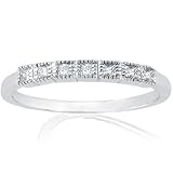 0.10 Ct Princess Cut Petite Diamond Anniversary Band W Milgrains Channel Setting