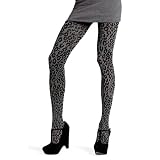 Le Bourget Hoisery Stromboli Grey and Black Leopard Print Tights