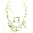 White Multi Charm Silver Tone Necklace Heart & Earrings