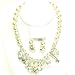 White Multi Charm Silver Tone Necklace Heart & Earrings