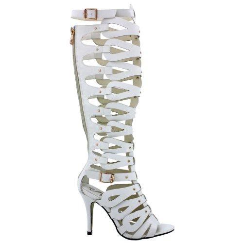 ... 18 Women Stiletto High Heel Cage Stud Knee-High Gladiator Sandal Boot ... 18 Women Stiletto High Heel Cage Stud Knee-High Gladiator Sandal Boot