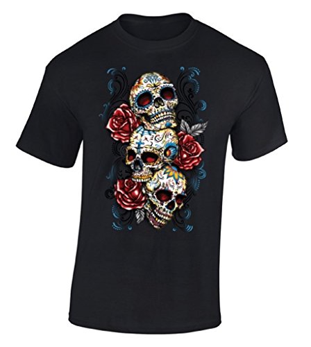 Raxo Sugar Skulls Roses T-shirt Day Of Dead Flowers Dia De Los Muertos Shirt