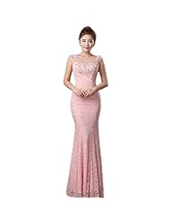 Floor Length Mermaid Beaded Lace Crystal Evening Dress/Wedding Party Dress 