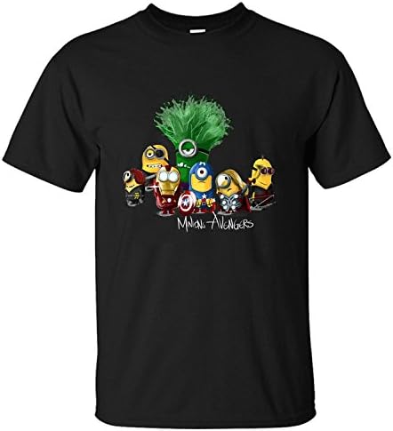 REDE Men's Minions DespicablMe Deadpool Ironman Cartoon Character Combination Cotton T Shirt black S
