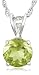 Sterling Silver 8mm Round Peridot Pendant with Light Rope Chain Necklace, 18"