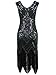 Vijiv Women 1920s Gastby Sequin Art Nouveau Embellished Fringed Cocktail Dresses Dark Green X-Large