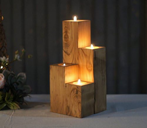 Reclaimed Wood Candle Holder Set of 4
