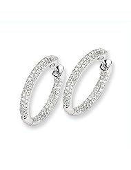 14k White Gold Diamond In/Out 20mm Hinged Hoop Earrings. Carat Wt- 0.812ct