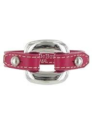 Les Poulettes Jewels - Sterling Silver Bracelet - With Fuchsia Leather and Square Knot Design
