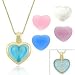 Vermeil (24k Gold over Sterling Silver) Pink, Light & Dark Blue, White, & Lavender 5 Cats Eye Stone Heart Filigree Reversible Pendant Jewelry Set