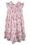 Laura Ashley Girls Smocked Pique Pink And White Floral Print Sundress