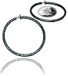 Big Glitter! 2" Hoop Clip On Black Gunmetal Diamond Cut Hoop Earrings - - Look Just Like Pierced When Worn!