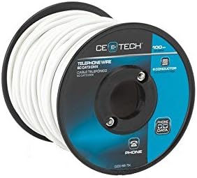 CE TECH 100 ft. 3 Station Phone Wire White Indoor/Outdoor