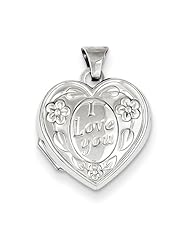Sterling Silver 15mm I Love You Heart Locket. Metal Wt- 0.87g