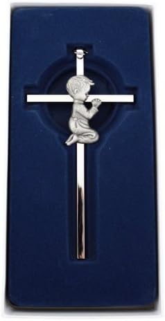 Silver Boy wall Cross Infant Blessing Baby Plaque Wall Decor Hanging Infant Gift Communion Baptism Birthday Great Gift New by San Francis