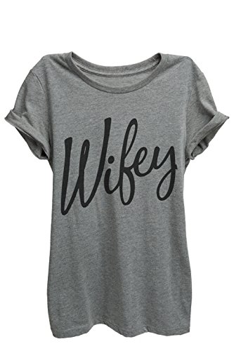 Wifey Cursive Womens Relaxed T-Shirt Tee Heather Grey