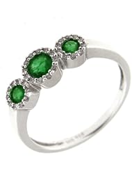 0.75 Ct White Gold Emerald & Diamond Ring 14kt