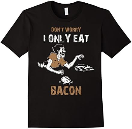 Men's Dont worry I only eat bacon zombie brains brainz dead t-shir XL Black