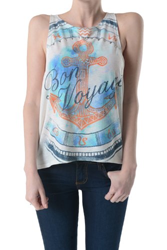 [The Classic Brand] BON VOYAGE VERBIAGE Tank Top Creme Small [Apparel]