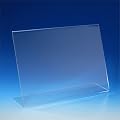 VITAdisplays� L-Aufsteller DIN A4 Querformat / Tischaufsteller / L-St�nder / Plakataufsteller / Werbeaufsteller / schr�g, Acryl-Glas, Transparent (NE-380Q)