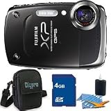 Fujifilm FINEPIX XP30 14 MP Waterproof Digital Camera 5x Zoom Lens (Black) 2.7" LCD, 720p HD Video, Waterproof, Shockproof, Freezeproof, GPS Geo-Tagging. Bundle Includes 4 GB Memory Card, Deluxe Carrying Case, and 3 pc. Lens Cleaning Kit.