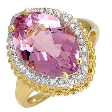 14k Gold Amethyst Diamond February Birthstone Ring